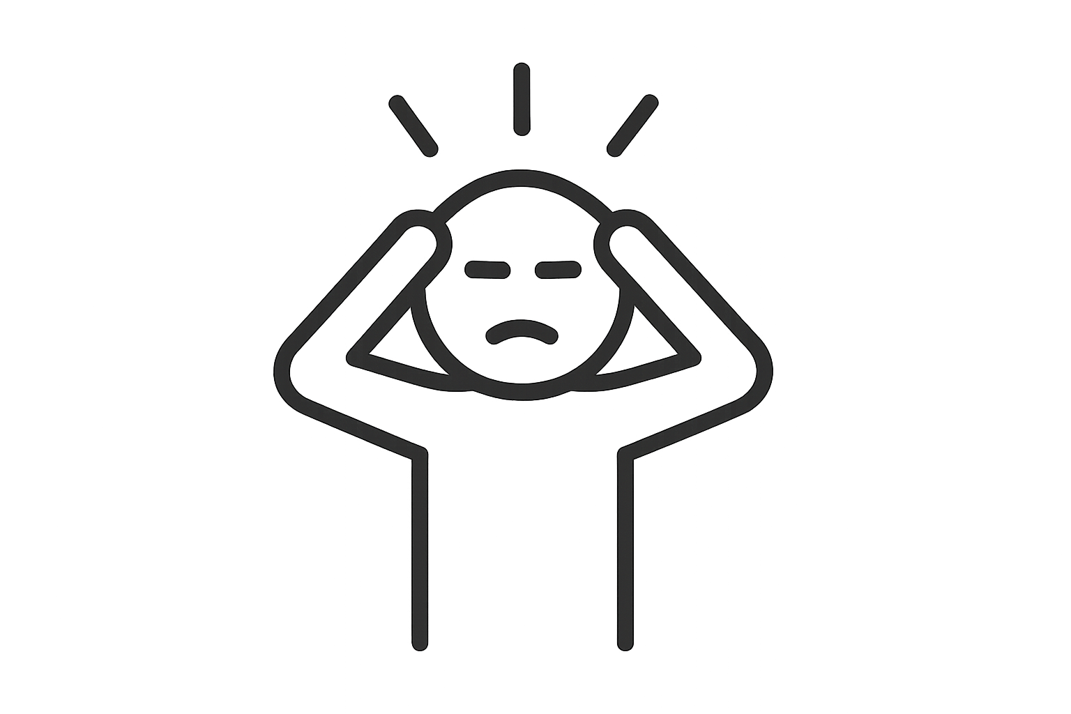 create a basic black line icon that represents someone who's stressed. This should be small, and in PNG format.