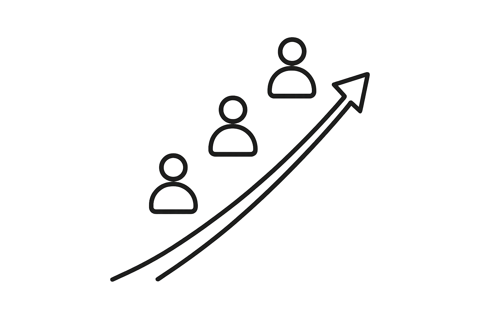 create a basic black line image representing increased leads generated. This image should be PNG format so the background is transparent. The image should also should be no more than 200x200 pixels.