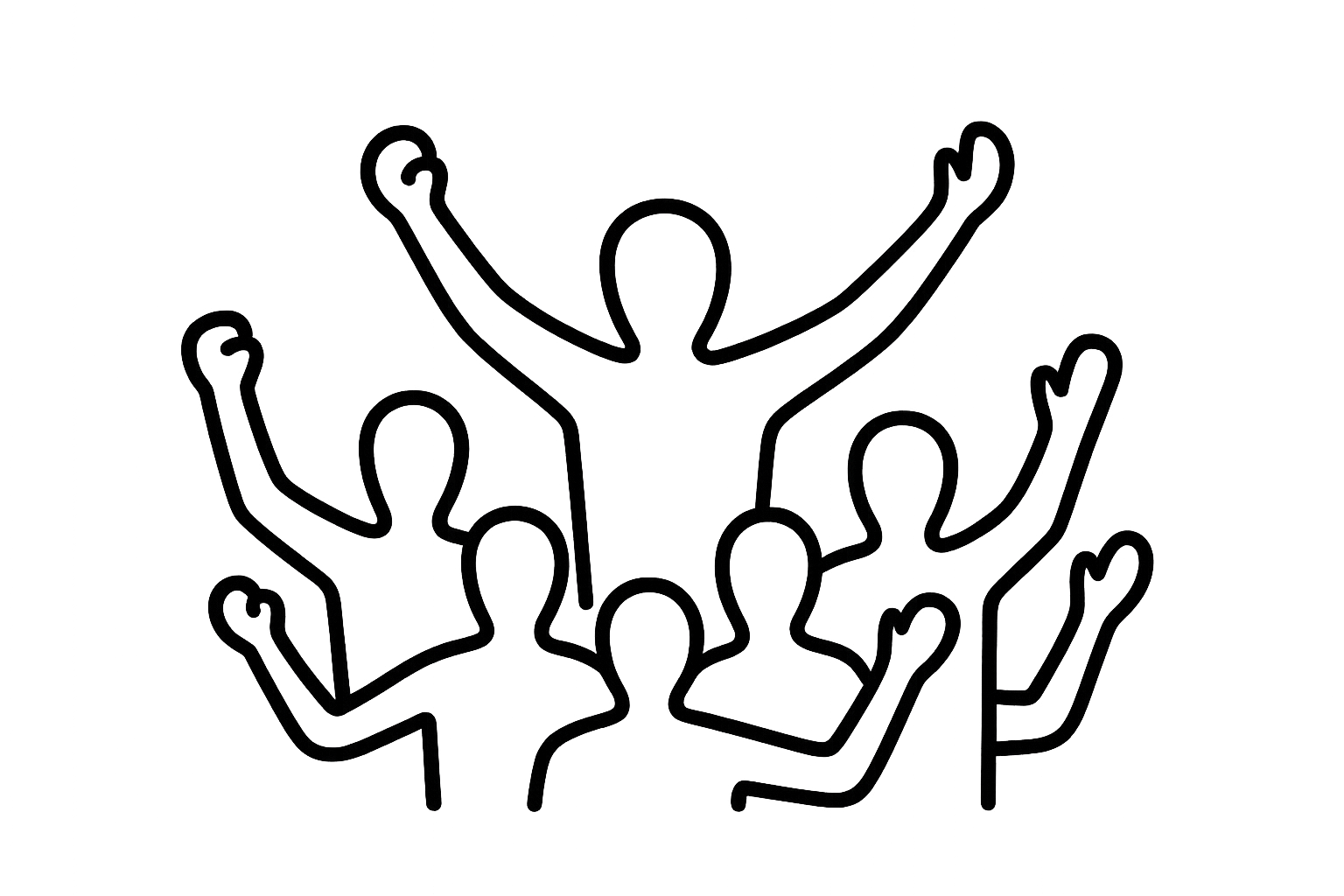 create a basic black line image representing loyal fans. This image should be PNG format so the background is transparent. The image should also should be no more than 200x200 pixels.